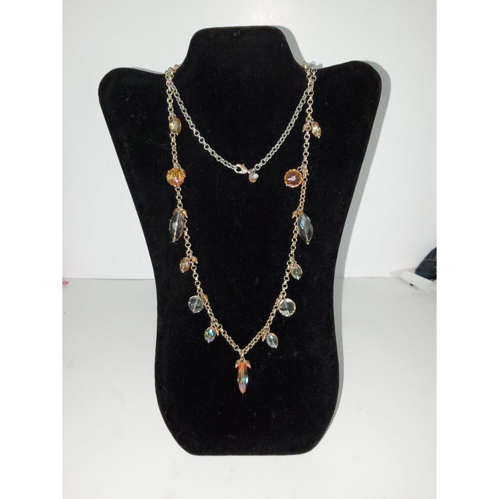 A Simply Vera Vera Wang Beaded Chain Boho Necklace Amber Colored Elegant